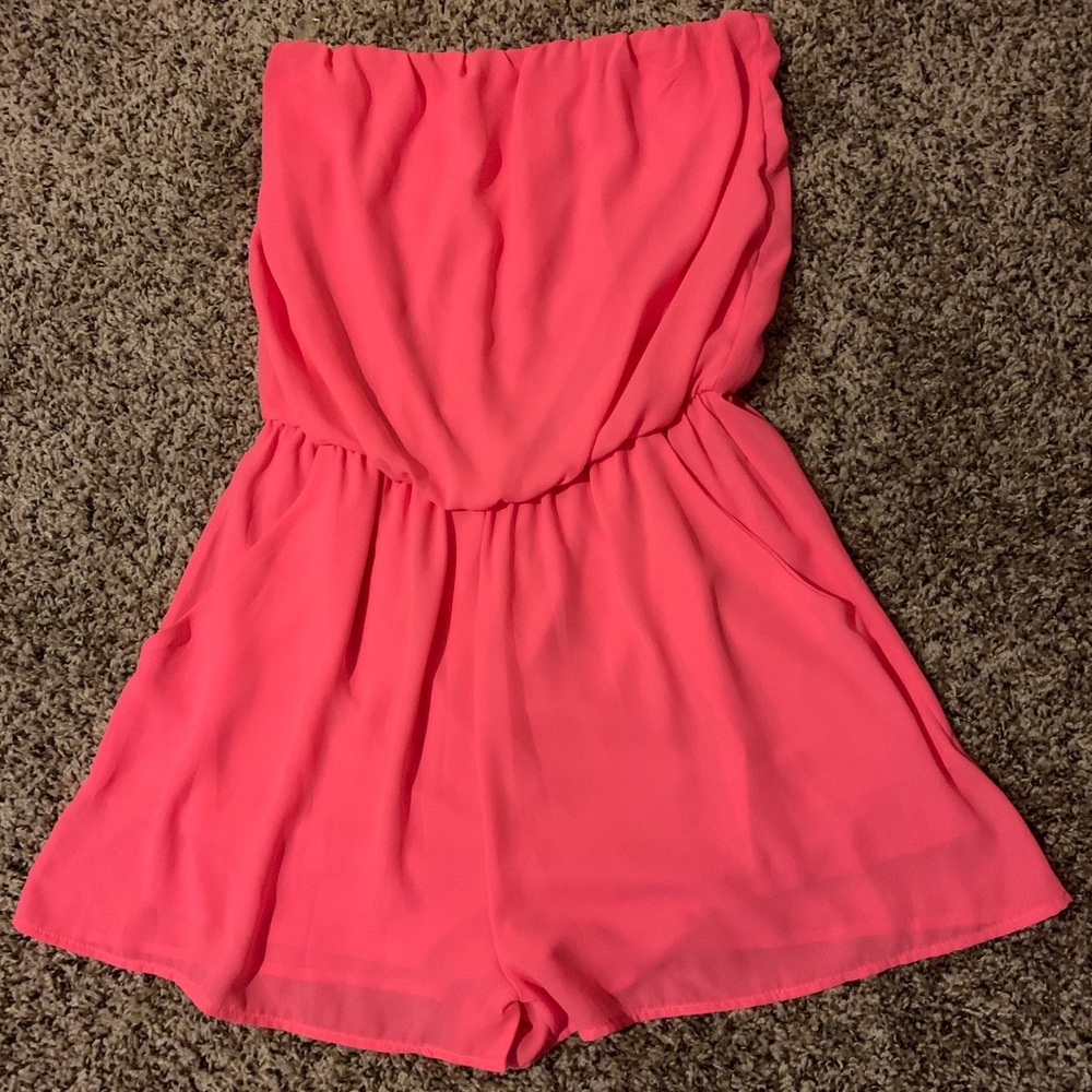 Coveted Clothing pink tube top romper. Size M.